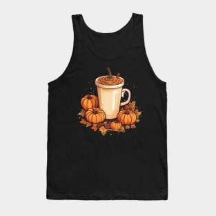 Fall Coffee, Halloween Pumpkin Latte Drink Cup, Autumn Spice Tank Top